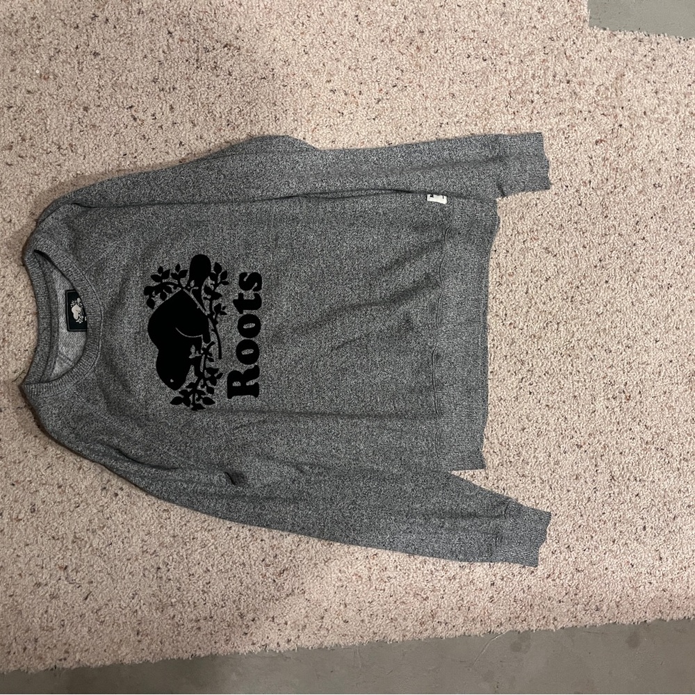 Roots crewneck hoodie womens M heather grey